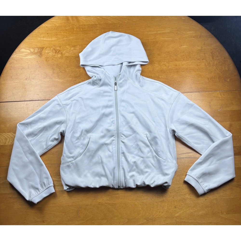 Lululemon Full Zip Cropped Hoodie Jacket Light Grey Athletic Size 6
